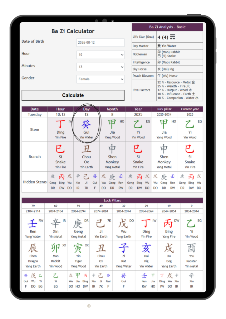 BaZi Suanming Rechner